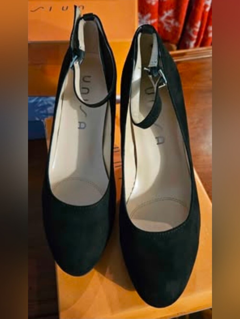 Unisa Black Suede Ankle-Strap Pumps